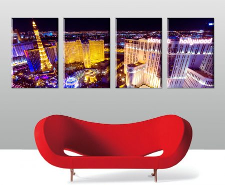 Las Vegas Triptych canvas print, panoramic scenery artwork
