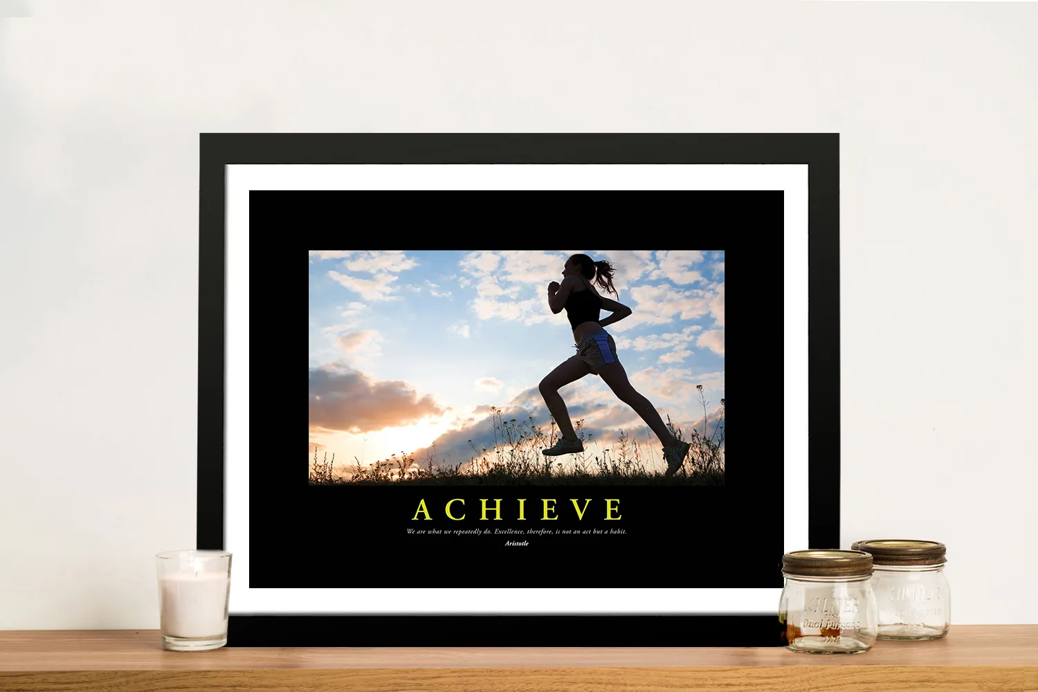 Achieve motivational print, bold confident typography for a driven workspace