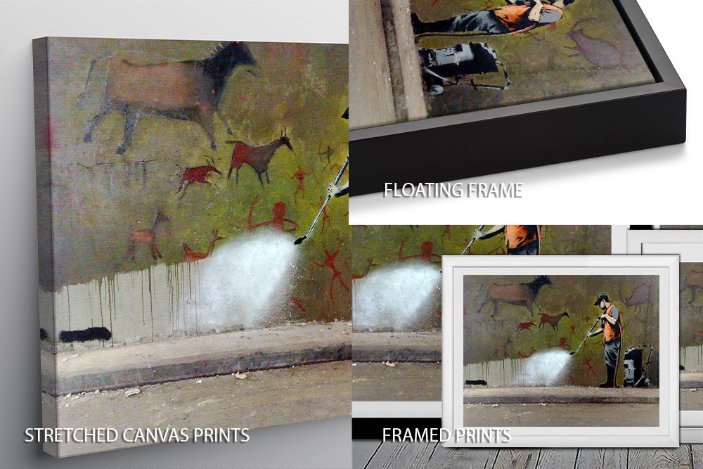 Canvas of Off the Wall by Banksy, stark street palette for a Perth games room