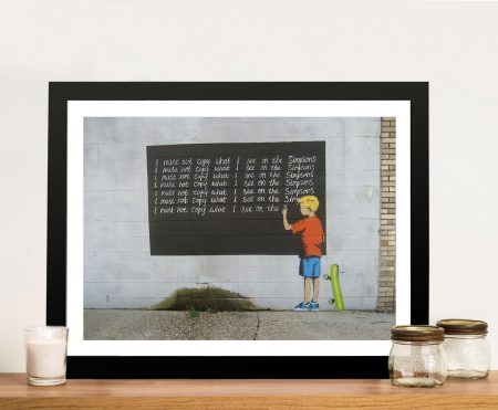 Banksy Simpsons framed canvas wall art satirical street art pop culture