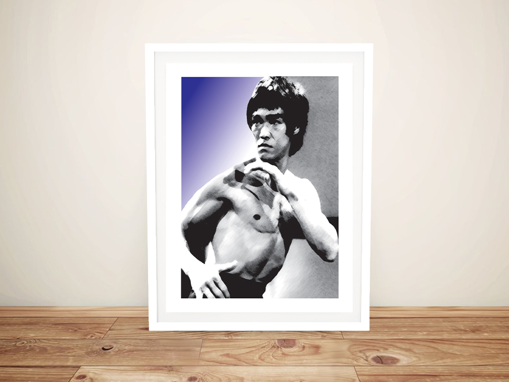 Framed print of Bruce Lee Pop Art Purple by Canvas Prints Perth