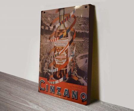 Vintage Cinzano Copa advertising poster canvas print in warm retro colour