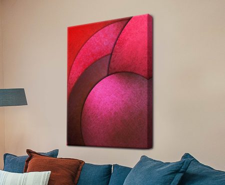 Circular Radiance abstract with concentric red and pink circles in warm textured tones
