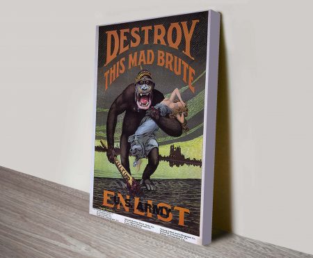 Destroy propaganda poster, a striking vintage wartime graphic in bold dramatic colour