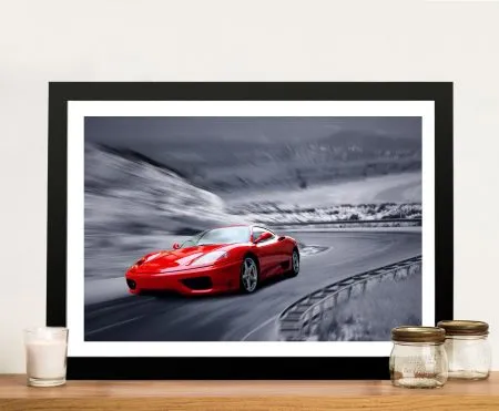 Ferrari F430 art, sleek red sports car for a WA media room