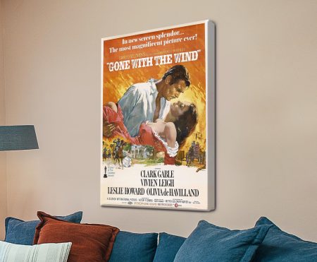 Gone with the Wind Poster, a vintage-poster canvas - collectible poster art with rich detail