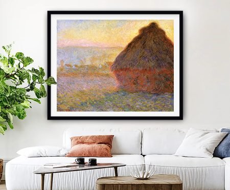 Grainstack at Sunset: striking stretched canvas crafted in Joondalup, hand-stretched, dispatched Australia-wide.