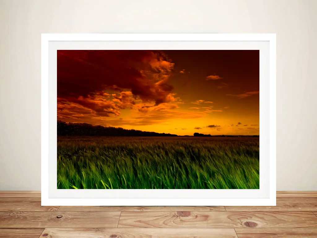 Green Fields landscape canvas, rolling emerald pasture under soft light