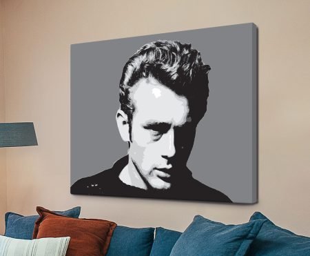 Floating frame print of James Dean pop art, warm retro tones for a stylish Perth lounge