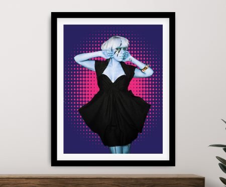Lady Gaga pop-art framed canvas in bold poster-bright colour