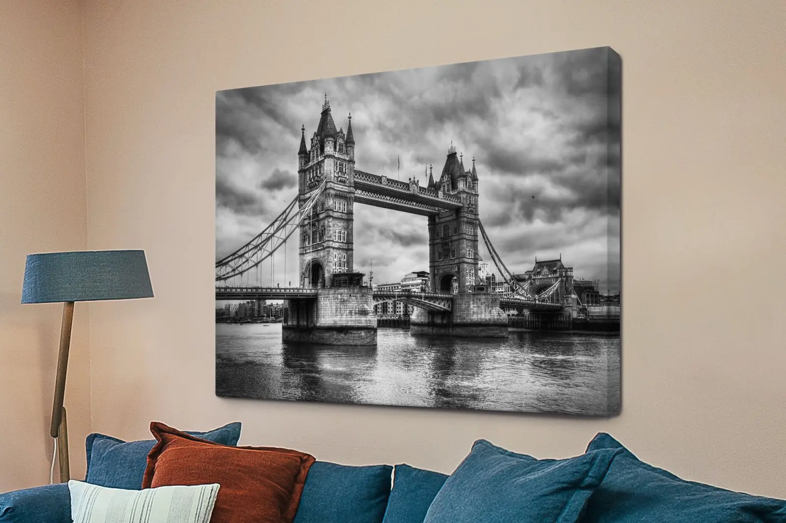 London Bridge Black and White Canvas Artwork