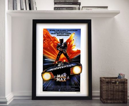 Framed print of the Mad Max movie poster, dusty warm apocalyptic tones