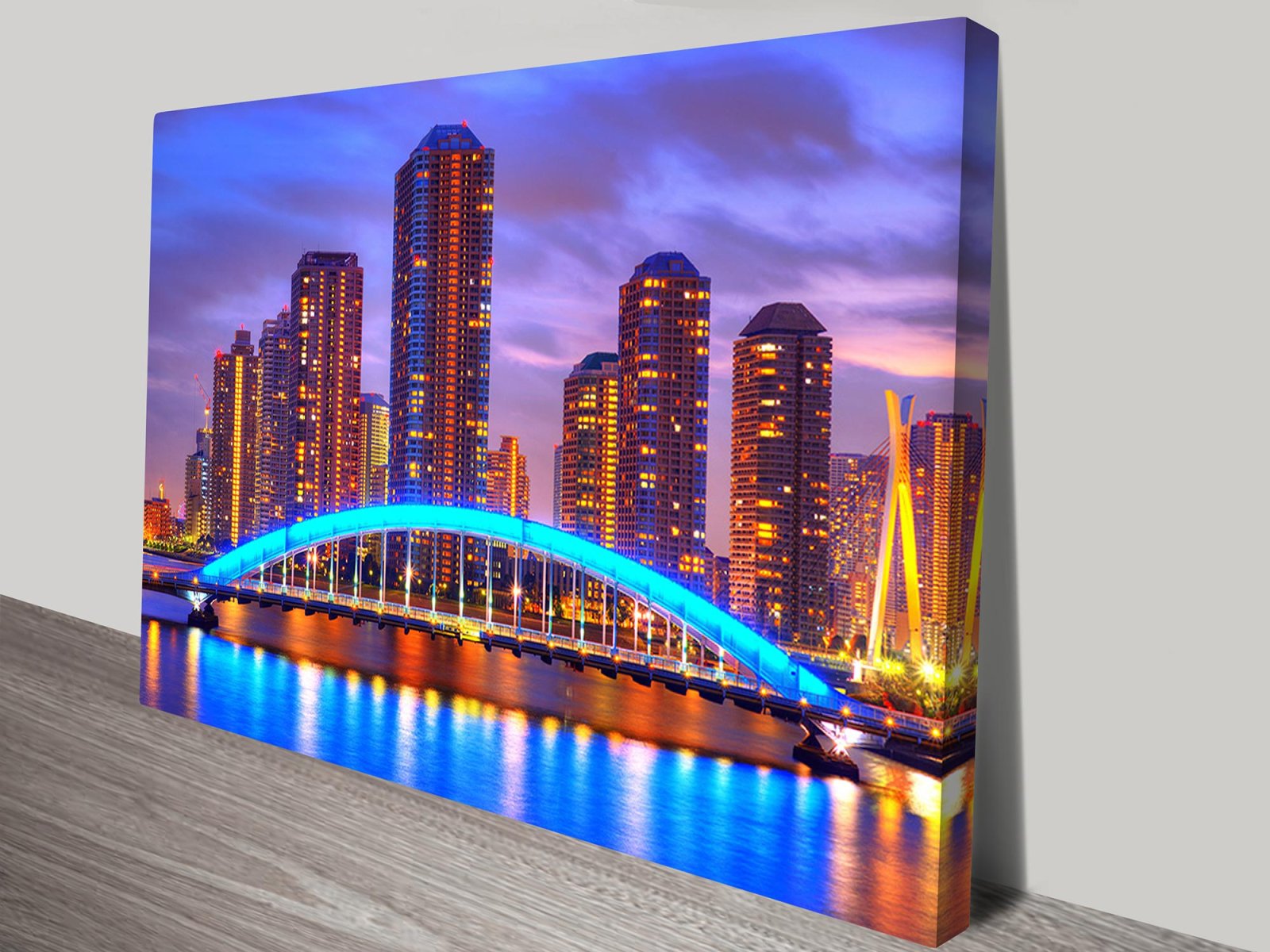Melbourne Night Australia art print, panoramic scenery artwork