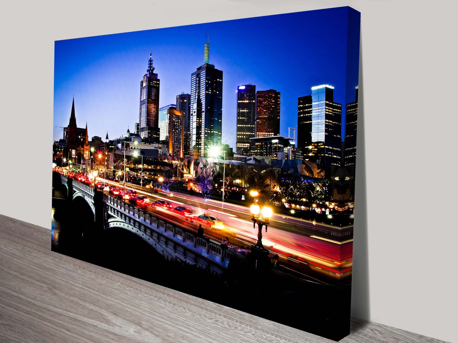 Melbourne Night Australia canvas wall art, coastal landscape artwork