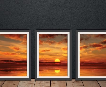 Looking for home decor ideas in Western Australia? Orange Haze Triptych Wall Art museum-quality print adds subtle character.