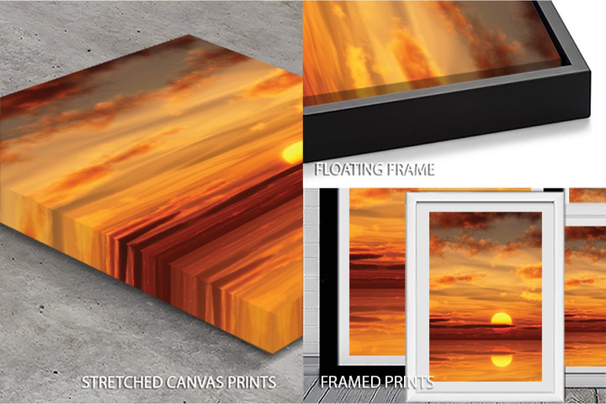 Canvas print of an abstract orange sunset seascape