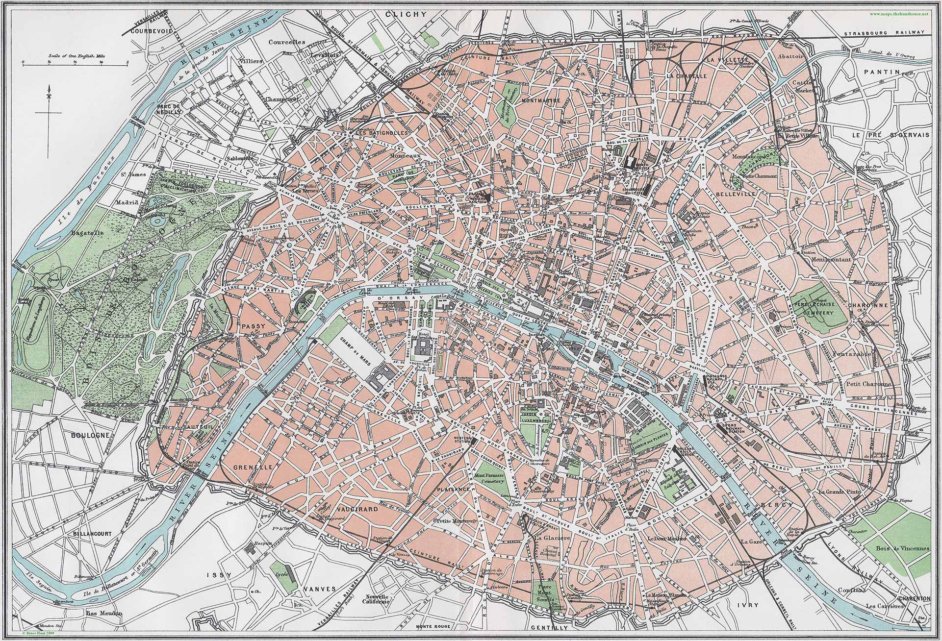 Paris Street Map Canvas Artwork Poster Print