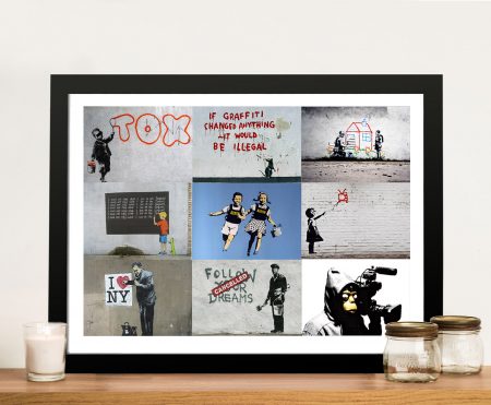 Pictures Banksy Montage canvas wall art, urban graffiti artwork