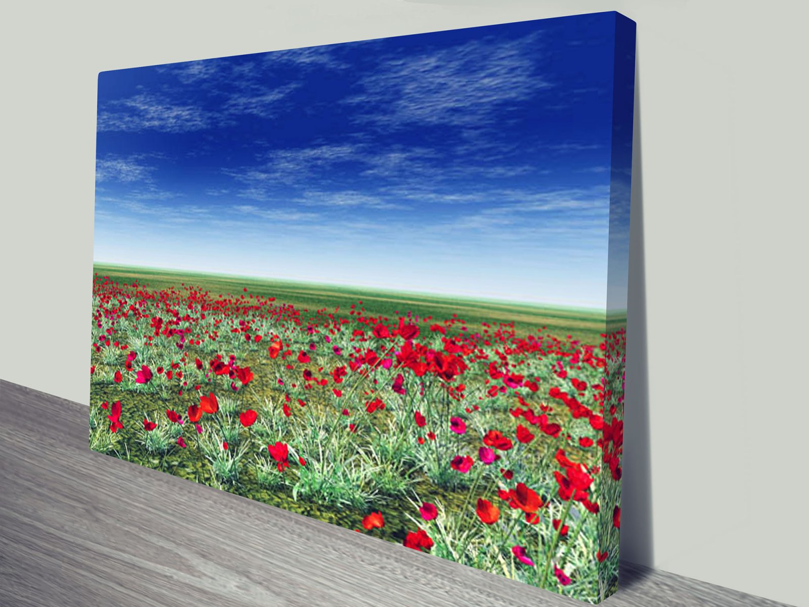 Canvas print of poppy fields, vivid scarlet bloom for a WA living room