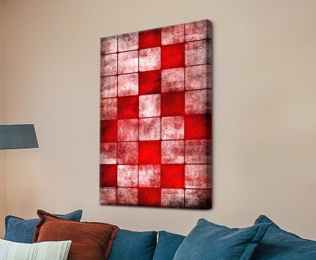 modern abstract print featuring Red Cubes - minimal contemporary abstract canvas