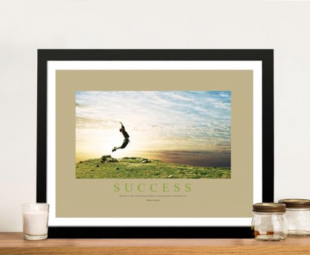 Success II motivational quote in bold lettering, floating frame print