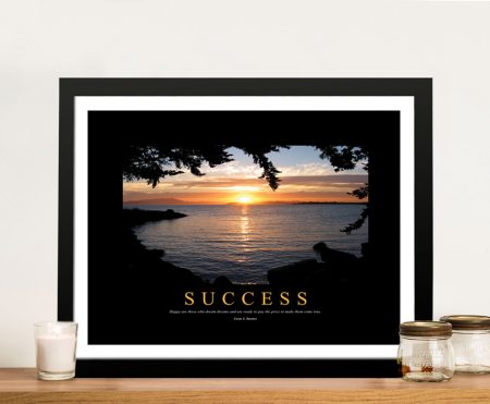 Success III motivational quote in bold lettering, framed print