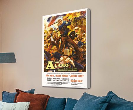 The Alamo stretched canvas poster with an illustrated Texan siege