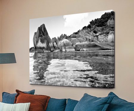 Tropical Reflections black and white seascape with gentle stillness