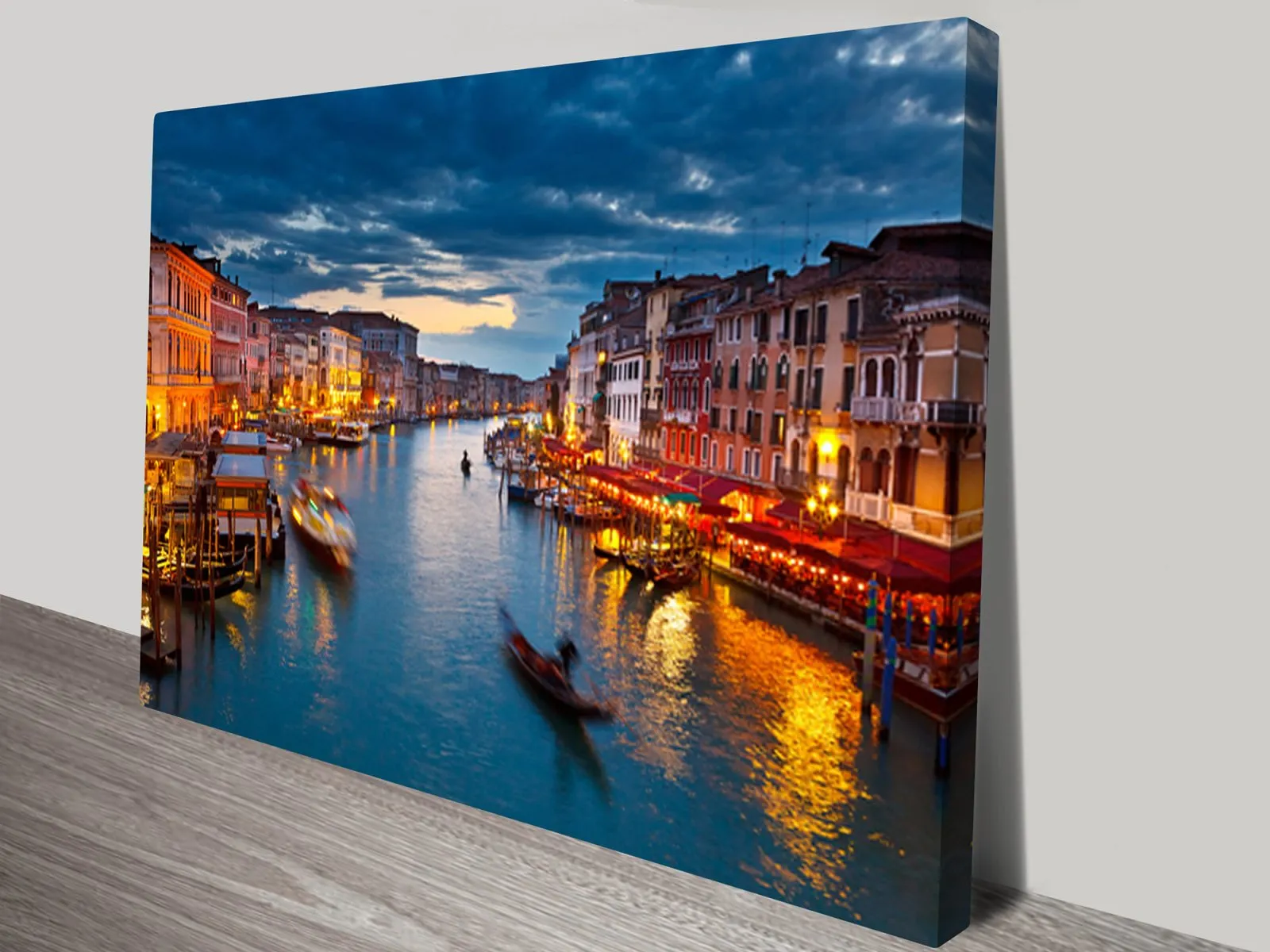 Canvas print of Venice canals, warm golden waterway tones for a WA hallway