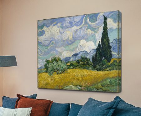 Wheatfield with Cypresses by Vincent van Gogh with cypress spire and golden wheat