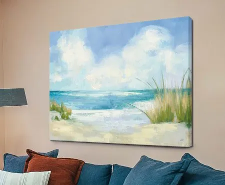 Wind and Waves watercolour seascape in soft blues and white foam