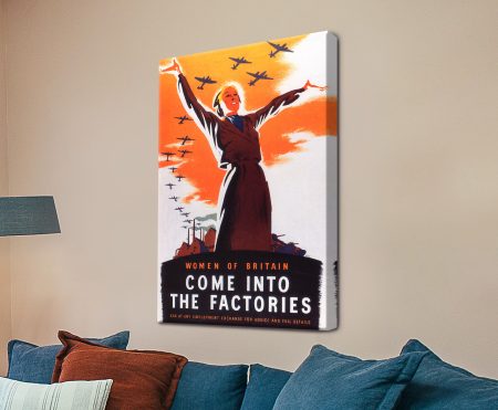 Women of Britain vintage poster, striking wartime graphic in bold period colour
