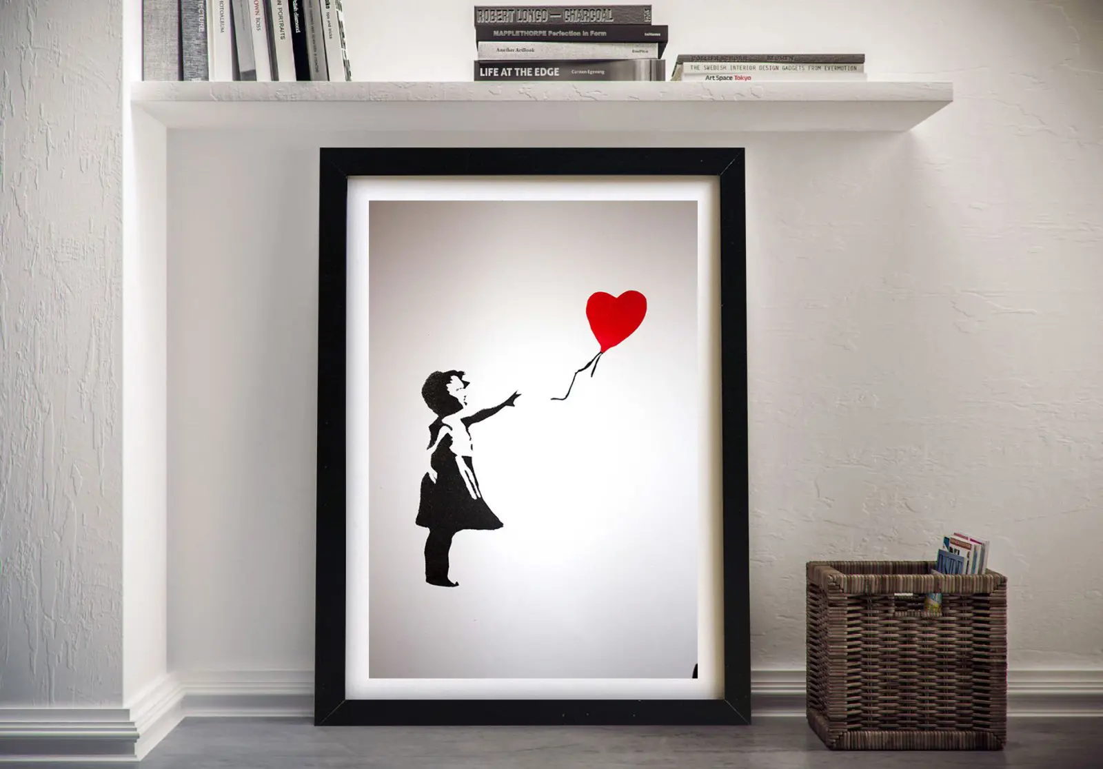 Banksy Balloon Girl canvas print — iconic girl reaching for red heart balloon stencil graffiti street art Australia