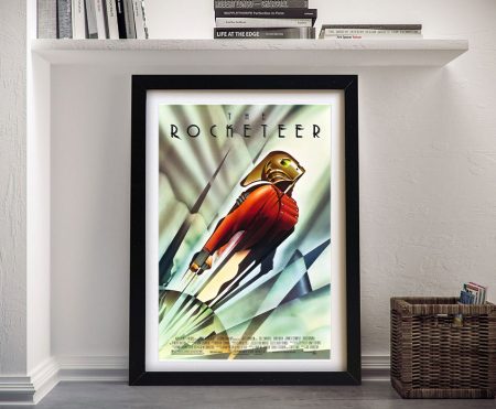 The Rocketeer framed movie poster with an art deco flying hero