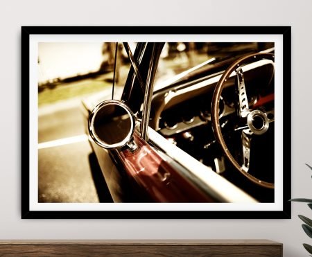 Sepia vintage classic car framed print