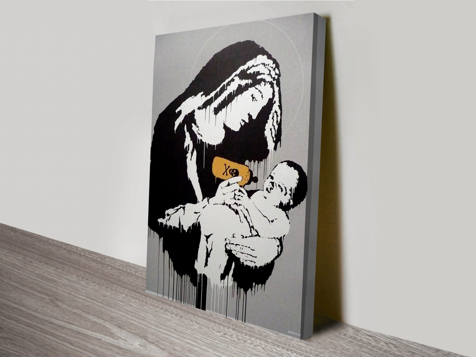 Banksy Toxic Mary art print, iconic stencil artwork