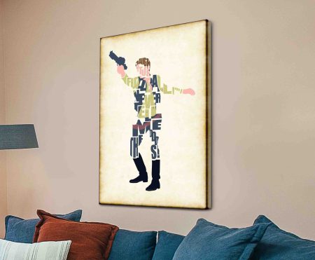 Han Solo typographic canvas print silhouette built from quotes on aged parchment