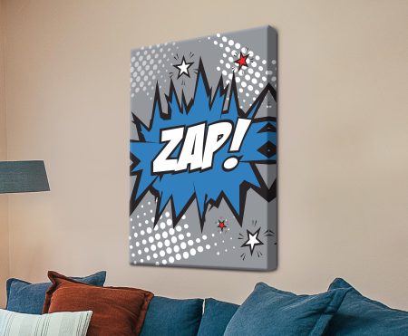 ZAP! comic book pop-art canvas print with bold lettering