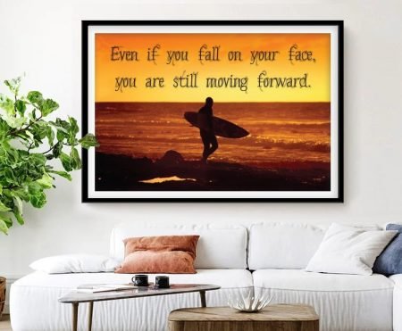 Fall face forward motivational quote in a framed typographic print