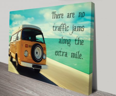 Canvas print of an extra-mile quote, bold typographic style for a WA study