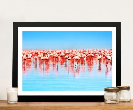 Flamingos art print, animal portrait artwork hand-finished in Australia