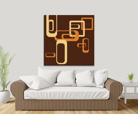Retro 1970s geometric pattern on canvas