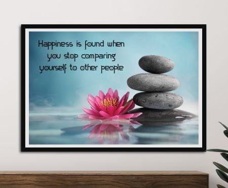 Happiness Is Found uplifting art in clean encouraging typography