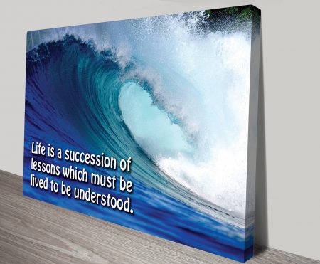 Canvas print of a lessons-to-be-lived quote, clean typographic style for a WA study