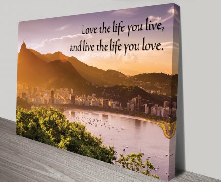 Canvas print of a life-you-live quote, elegant typographic style for a WA bedroom
