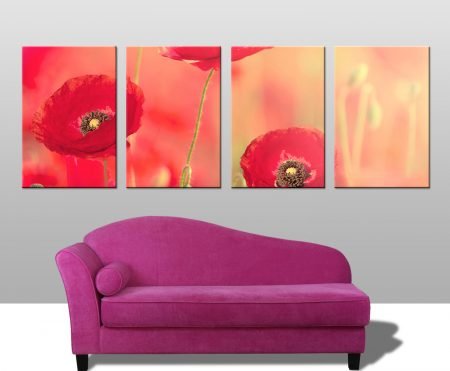 Poppy Dreams Splits canvas wall art, designer statement artwork