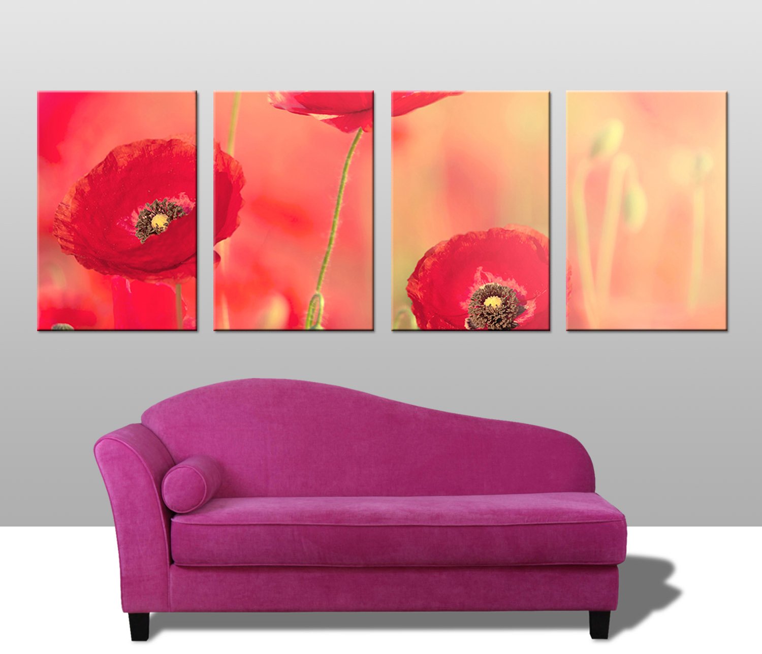 Poppy Dreams Splits canvas wall art, designer statement artwork