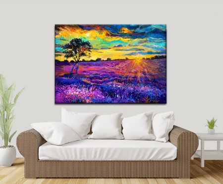 modern abstract | Purple Impressionism - geometric canvas, modern and ready to hang