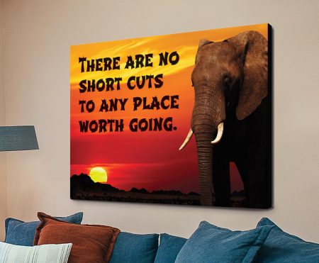 No Shortcuts motivational art with bold contemporary type