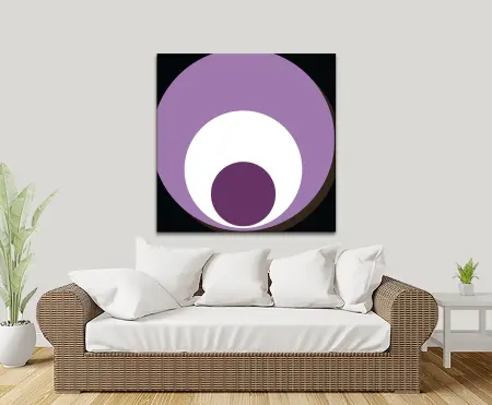 Purple spheres in a retro-effect arrangement on canvas